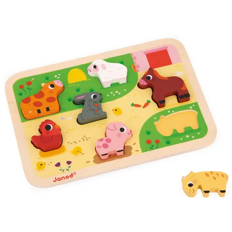 Janod - Chunky puzzel - Op de boerderij – afbeelding 3