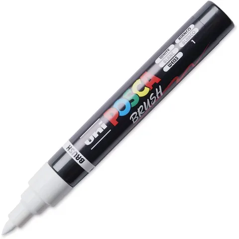Uni Posca Brushmarker 5M Wit – afbeelding 2