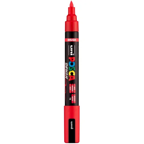 Uni Posca Brushmarker 5M Rood – afbeelding 2