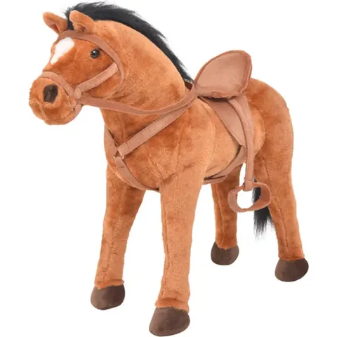 vidaXL Jouet en peluche Cheval Marron – image 2