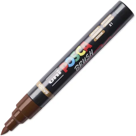 Uni Posca Brushmarker 5M Bruin – afbeelding 2