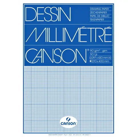 Millimeterblok Canson A3 90GR Blauw – afbeelding 3