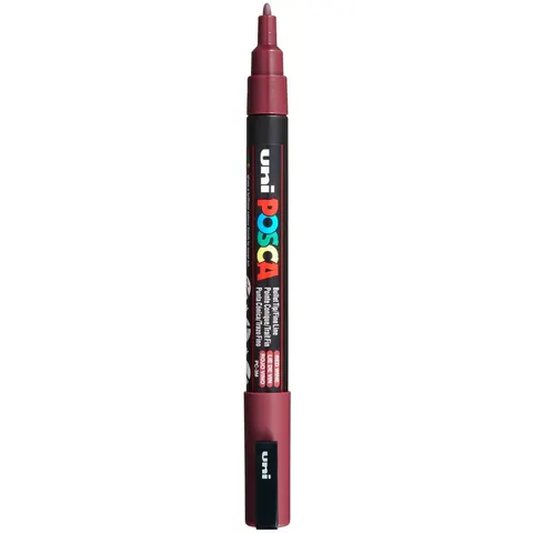 Verfstift Posca PC3M F wijnrood – afbeelding 2