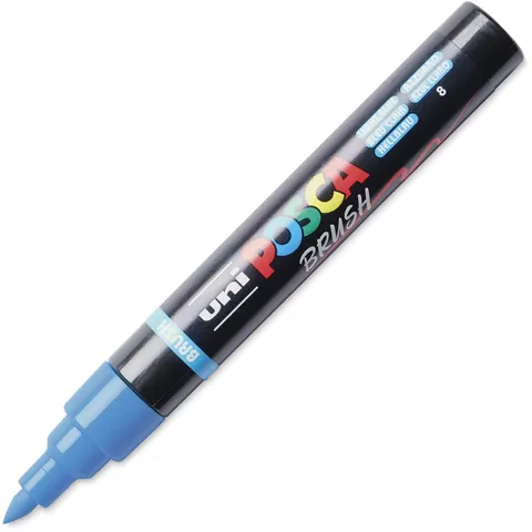 Uni Posca Brushmarker 5M Lichtblauw – afbeelding 2
