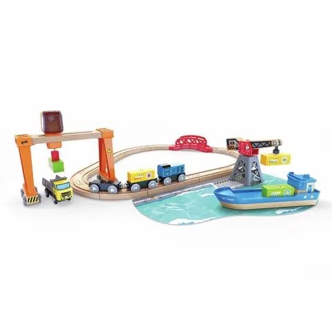 Circuit de train cargo et grue - Hape – image 2