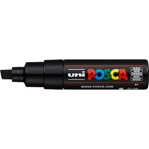 Paintmarker Uni POSCA PC8K breed schuin zwart – afbeelding 2