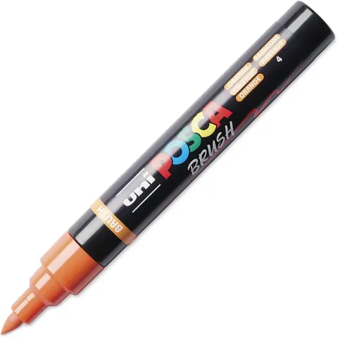 Uni Posca Brushmarker 5M Oranje – afbeelding 2
