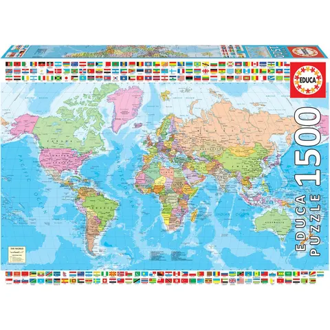 Puzzel Educa World Map 1500 pcs – afbeelding 2