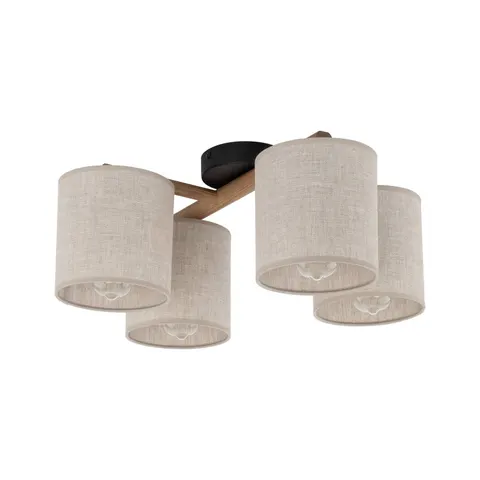 Deckenlampe Deva, vierflammig, Textil – beige, holz hell, schwarz – Bild 2