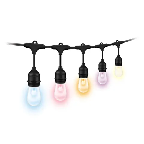 WiZ String Lights LED-Außenlichterkette, 14,8 m, CCT, RGB – schwarz – Bild 3
