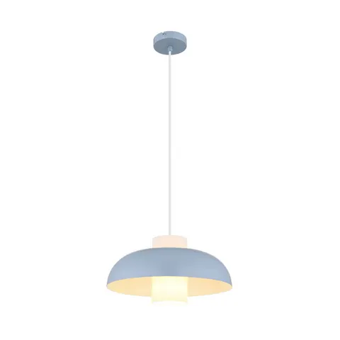 Pendellampe Lowe, blau matt, Ø 38 cm, Metall – blau matt, opal – Bild 1