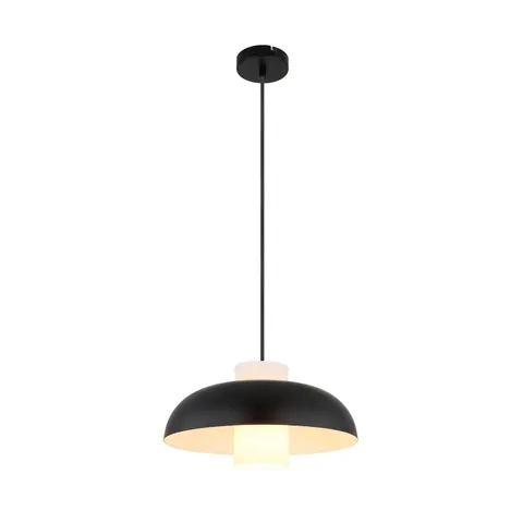 Pendellampe Lowe, schwarz matt, Ø 38 cm, Metall – schwarz matt, opal – Bild 2