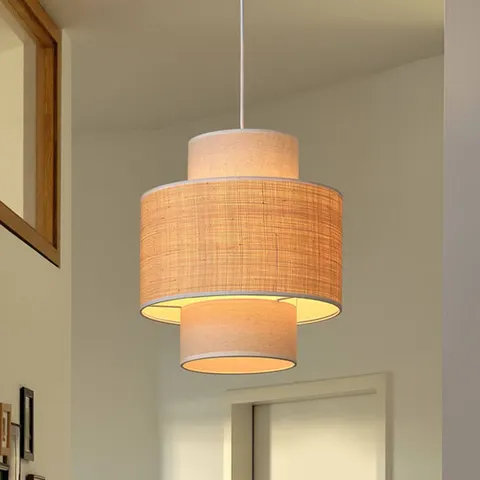 OSRAM Hängeleuchte Decor Wrap Cylinder, beige, Bast, Leinen – beige, hellbraun – Bild 3
