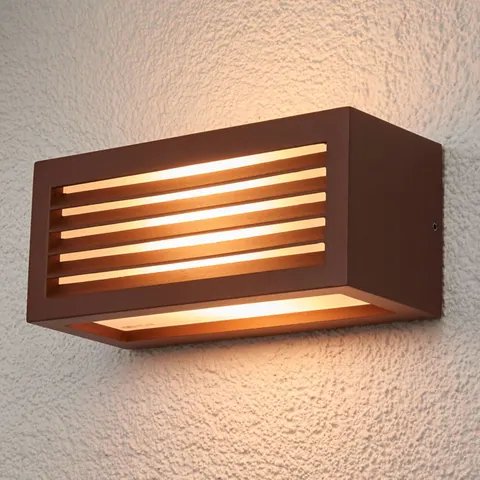 SLV Box L E27 outdoor wall light, rust brown – rust brown, white – image 2