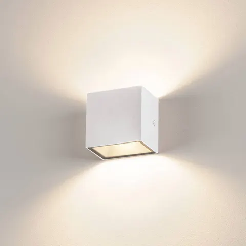 SLV Sitra Cube LED outdoor wall lamp, white – image 2