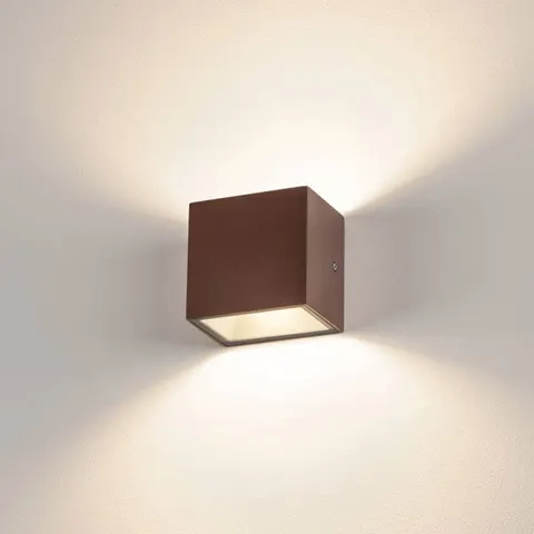 SLV Sitra Cube LED outdoor wall lamp, rust – image 2