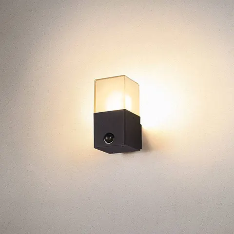 SLV Grafit outdoor wall light, angular, with sensor – anthracite, opal – image 2