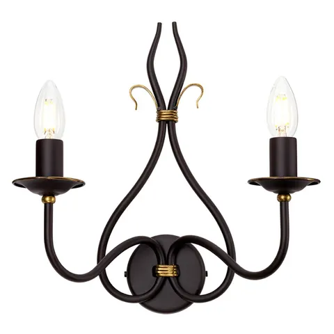 Windermere 2 Light Indoor Candle Wall Light Gold, Rust, E14 – image 3