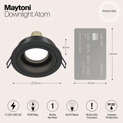 Maytoni Akron recessed light, adjustable, round, black – image 2