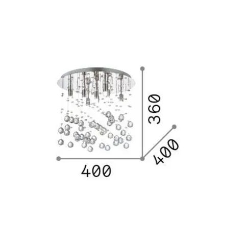 Ideal Lux ceiling lamp Moonlight chrome metal crystal 8-bulb. – chrome, clear – image 2