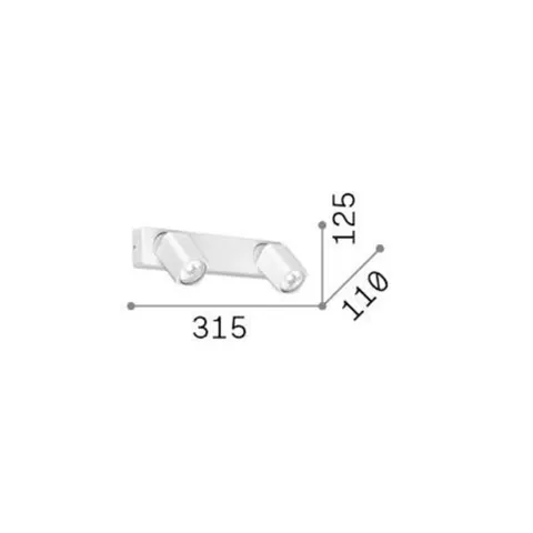 Ideal Lux Rudy Square wall spotlight, black, 2-bulb, metal – image 1