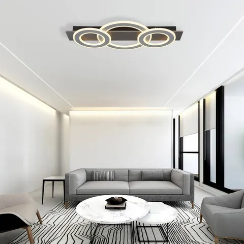 Jayden 3 Ring Integrated LED Semi Flush Ceiling Light Anthracite Brushed 3x LED 3000K – image 2