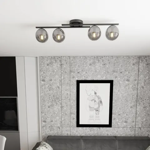 EMIBIG LIGHTING Kairo ceiling light, black/smoke grey, metal, 4-bulb. – black, smoky grey – image 2