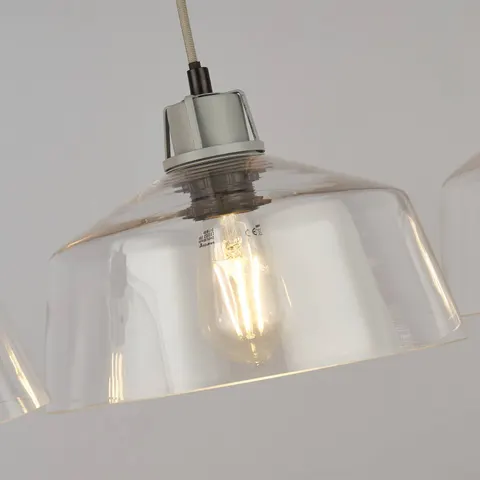 Searchlight Thaloria pendant light, transparent, glass, 3-bulb, 80 cm – clear, grey – image 3