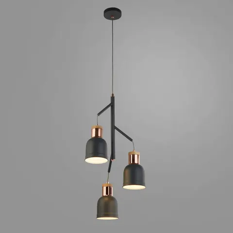 Searchlight Barham pendant light, grey, metal, 3-bulb, E27 – Matt grey – image 3