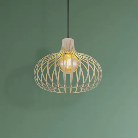 Globo Mateo pendant light, cream/sand-coloured, metal, Ø 40 cm – sand-coloured, cream – image 3