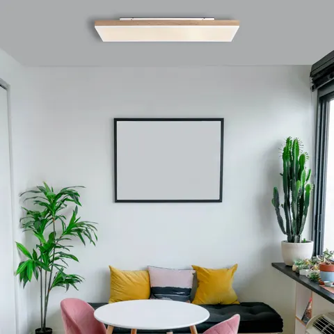 Globo LED ceiling lamp Doro, length 80 cm, dark wood, wood, CCT – white, dark wood – image 2