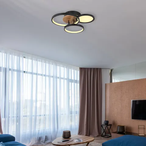 Sid 38cm Integrated LED Semi Flush Ceiling Light Matt Black LED 3000K – image 2