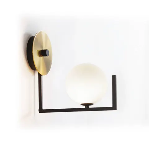 IDEAL LUX Birds wall lamp, black/brass, height 25 cm, metal – black, brass, white – image 2
