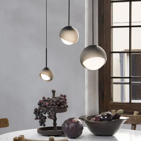 IDEAL LUX Bloom hanging light, Ø 17 cm, black, metal/glass – black, dark grey, white – image 2