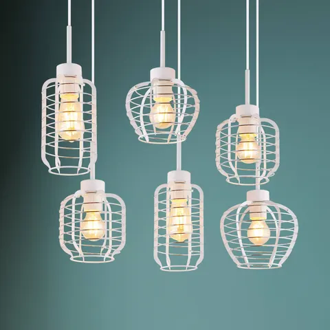 Nesa Cluster Pendant Ceiling Light Matt White 6x E27 – image 3