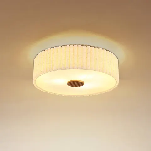 Jannie Cylindrical Ceiling Light Matt Sand, Linen Shade, 3x E27 – image 2