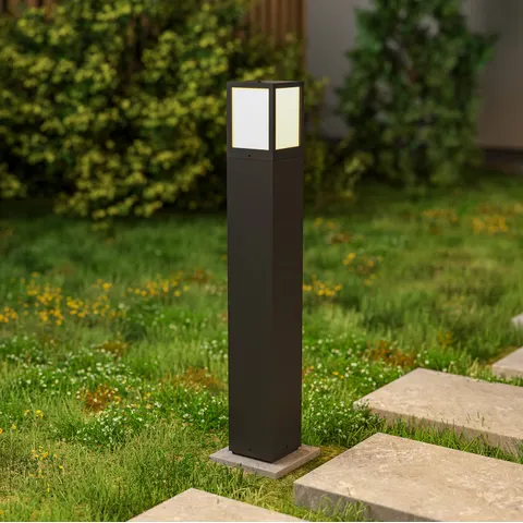 Deko-Light Facado II path light, height 65 cm, angular, dark grey/opal – dark grey, opal – image 2