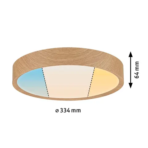 Paulmann Tega LED ceiling light IP44 CCT wood – light wood, white satin finish – image 2