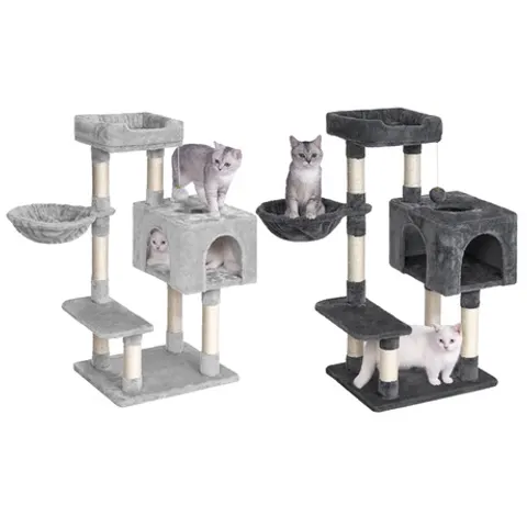 Arbre à chat avec portes et hamac : Gris clair – Gray – image 2