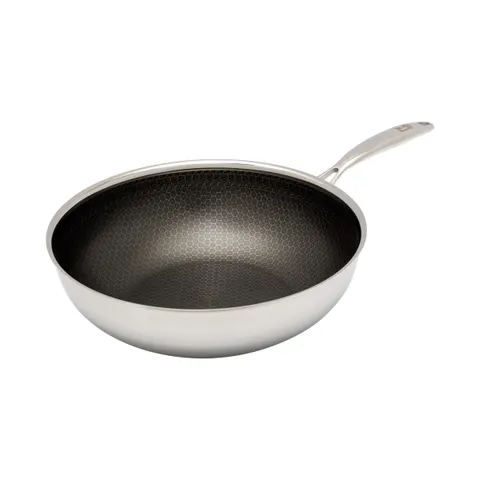 Wok mit Wabenstruktur, Edelstahl, 28 cm – silber – Bild 2