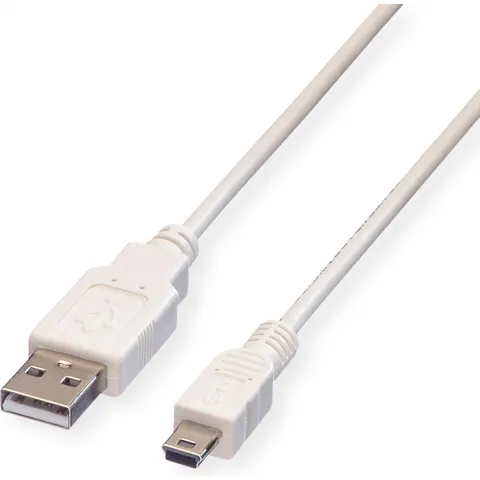 VALUE USB 2.0 Kabel , Typ A 5 Pin Mini , wit, 0,8 m – afbeelding 2