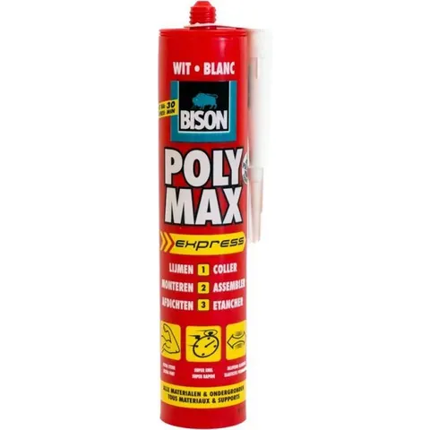 Bison Poly Max Express lijmkit Wit 425gr – afbeelding 2