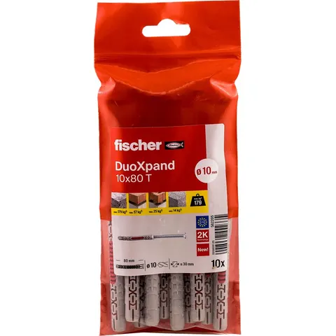 Fischer constructiepluggen DuoXpand 10x80mm (10 Stuks) – afbeelding 2