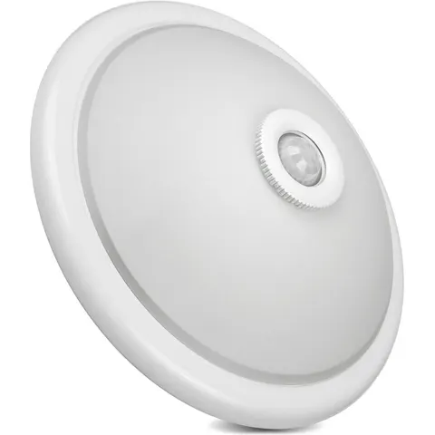 Plafondlamp - PIR Bewegingssensor - Schemersensor - 2x E27 - Wit - 32cm – afbeelding 2
