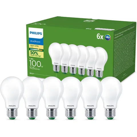 Philips Filament bulb mat 100W A60 E27 x6 – afbeelding 2
