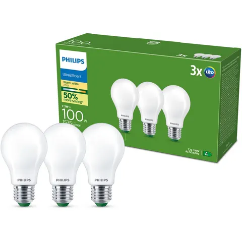 Philips Filament bulb mat 100W A60 E27 x3 – afbeelding 2