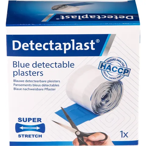 Elastische blauwe textielpleister Detectaplast 6cmx5m – afbeelding 2