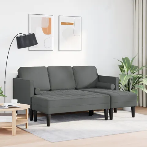 vidaXL Ensemble de Canapés 2 pc Gris foncé Polyester – 785602 – image 2