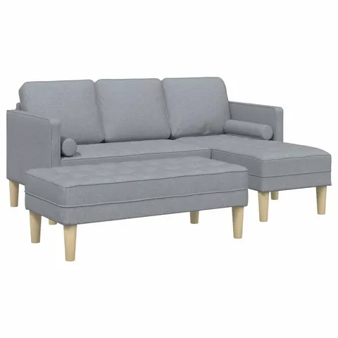 vidaXL Ensemble de Canapés 2 pc Gris clair Polyester – 785596 – image 2