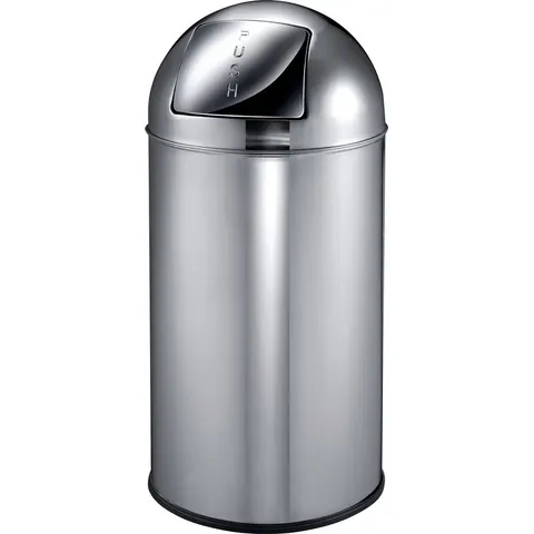 Afvalbak Pushcan met pushdeksel 40liter zilver – afbeelding 2